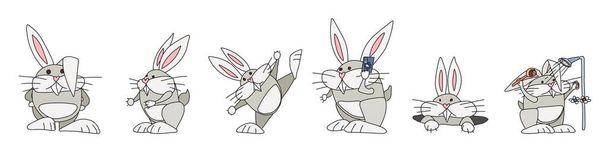 lapins de Pâques compilation. croquis vectoriel de doodle - Vecteur, image