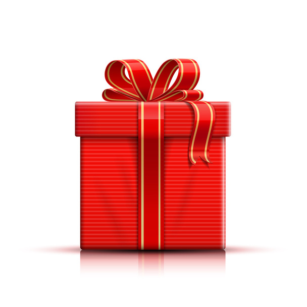 abgestreifte rote Geschenkbox mit Band - Vektor, Bild
