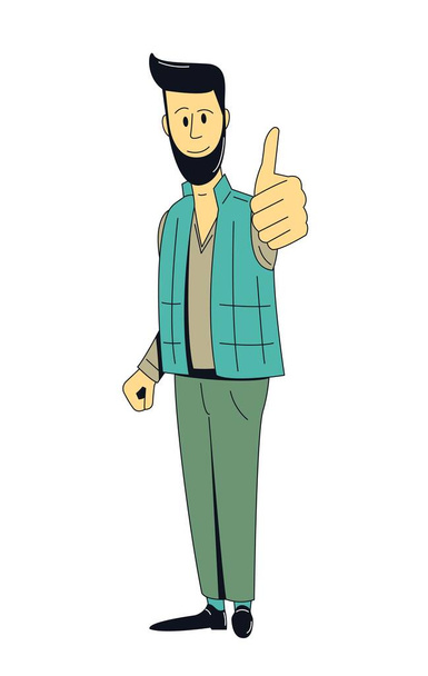 Full-length hipster man showing yes.Concept design. - Vector, Image