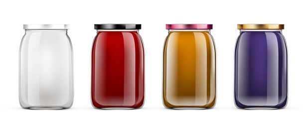 3D Clear Full Glass Jar For Branding - Vettoriali, immagini
