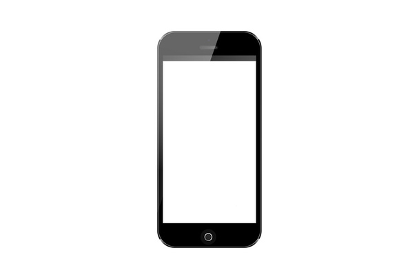 Vector realistic illustration, black mobile phone with blank screen isolated on white - Wektor, obraz