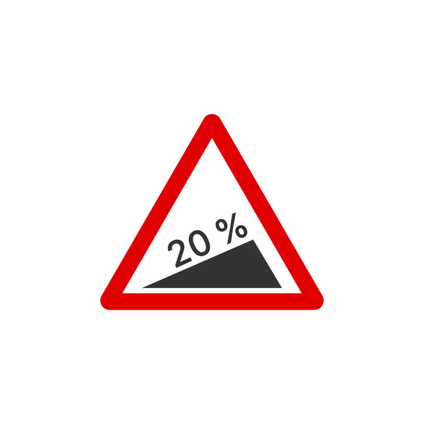 Steep hill downwards to left triangle road sign icon. Traffic signs symbol modern, simple, vector, icon for website design, mobile app, ui. Vector Illustration - Vektori, kuva
