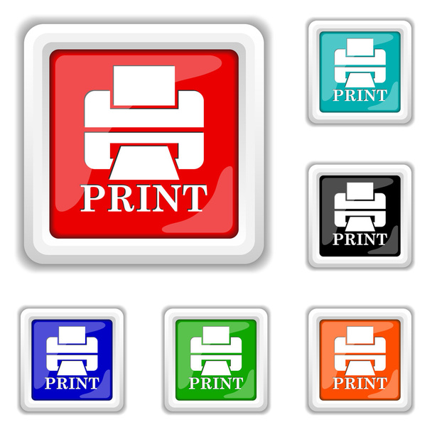 Printer with word PRINT icon - Vector, Image