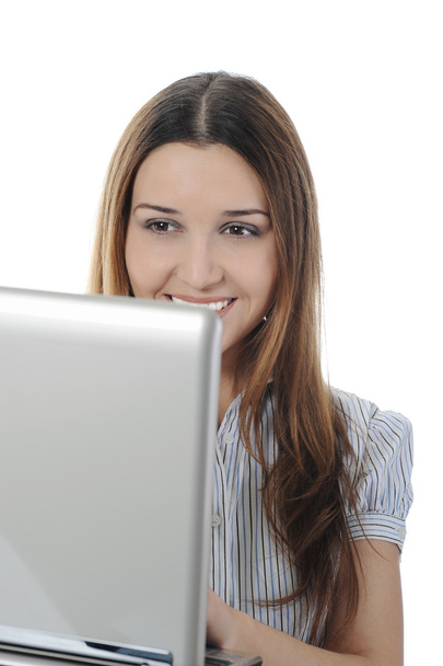 Lächelnde Frau mit Laptop. - Foto, Bild