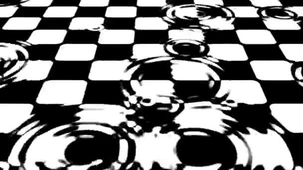 Abstract background with falling drops on moving checkered surfaces - Footage, Video