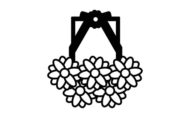 Черно-белая икона похорон, алтарь - Вектор,изображение