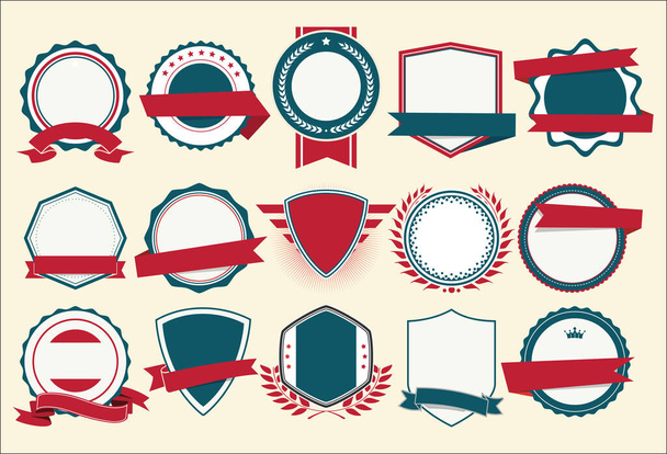 Collection of flat shields badges and labels retro style - Vetor, Imagem