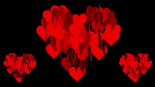 Fijne Valentijnsdag. 3D-animatie. 3D harten en bloemen. Een prachtig cadeau. Gelukkige Valentijn - Video