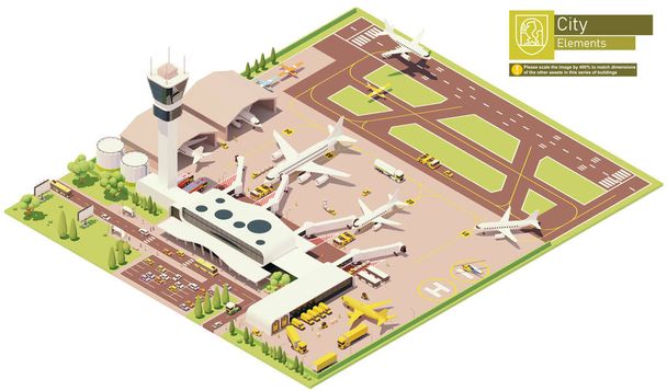 Wektorowy izometryczny terminal lotniska - Wektor, obraz