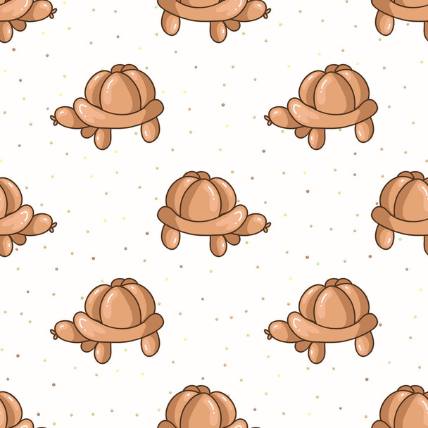 Cute cartoon unisex tortoise balloon animal background. Hand drawn simple boho celebration party home decor. Gender neutral fun kids naive birthday all over print.  - Vektor, kép