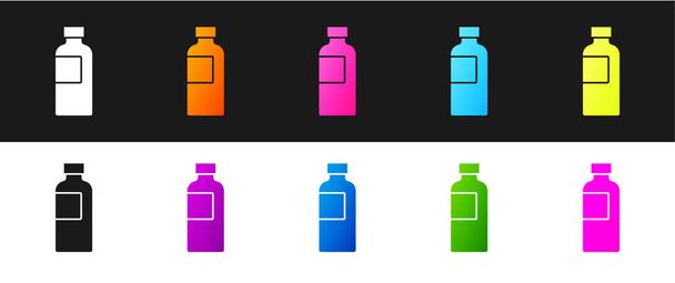 Set Fitness shaker icon isolated on black and white background. Sports shaker bottle with lid for water and protein cocktails.  Vector. - Vector, Image