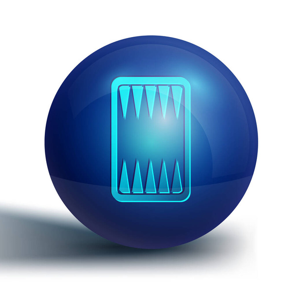 青のバックギャモンボードアイコンは白の背景に隔離されています。青い丸ボタン。ベクトル. - ベクター画像