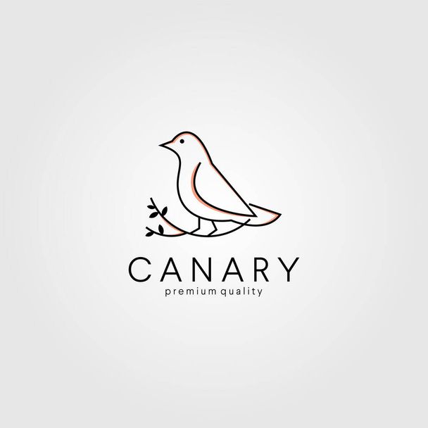 linha arte canário pássaro na raiz logotipo vetor ícone ilustração - Vetor, Imagem