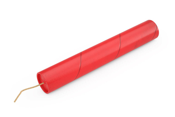 Dinamite Red Stick sobre un fondo blanco. Renderizado 3d - Foto, Imagen