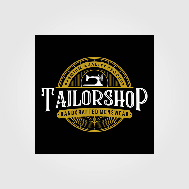 tailor shop logo vintage premium vector tattoo tipografia design - Vettoriali, immagini