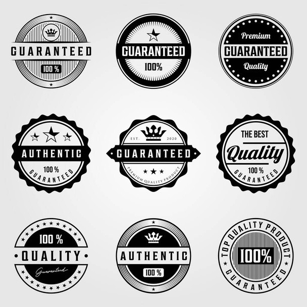 ensemble de vintage premium rétro premium insignes garantis logo illustration vectoriel design - Vecteur, image