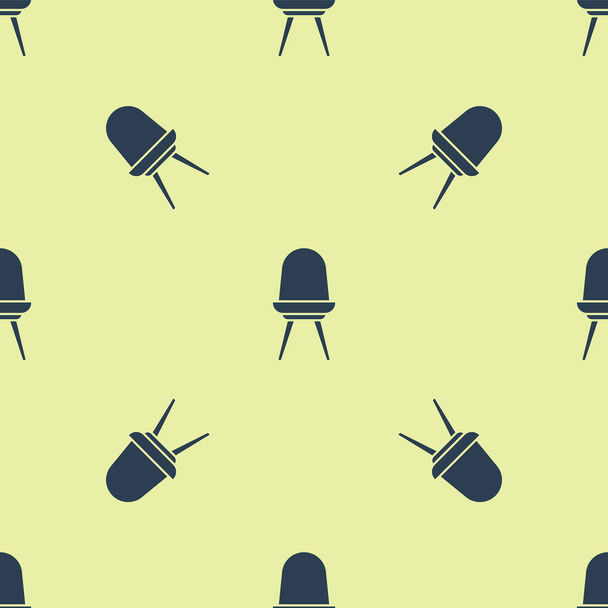 Icono de silla azul aislado patrón sin costura sobre fondo amarillo. Vector. - Vector, Imagen