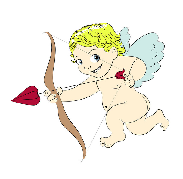 Cute little cupid vector illustration isolated on a white background - Vector, afbeelding