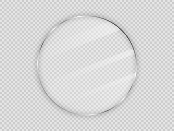 Γυάλινη πλάκα σε κυκλικό πλαίσιο που απομονώνεται σε διαφανές φόντο. Εικονογράφηση διανύσματος. - Διάνυσμα, εικόνα