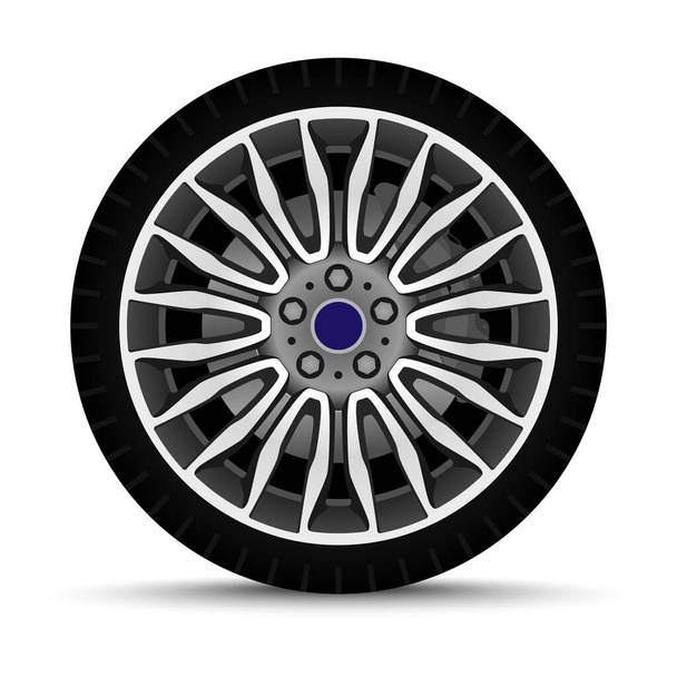 sport car wheel. tire with brake system - Vector, Image