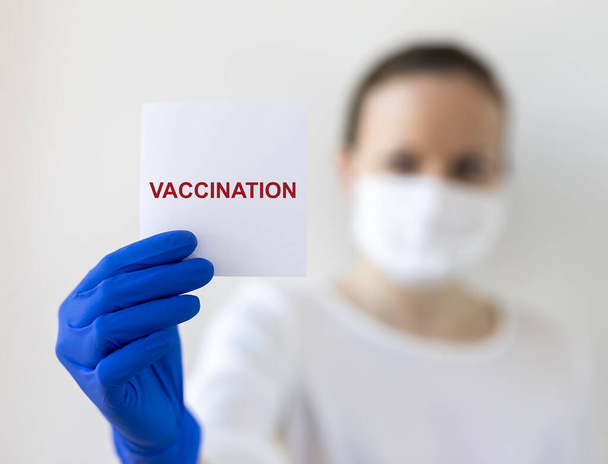 Vaccinatie woord, inscriptie. Medisch onderzoeksconcept en gezondheidszorg - Foto, afbeelding