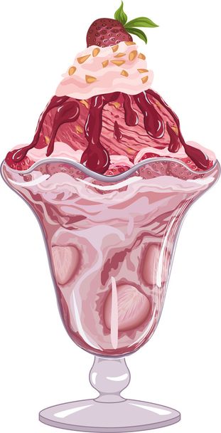 Strawberry ice cream - Vektor, kép