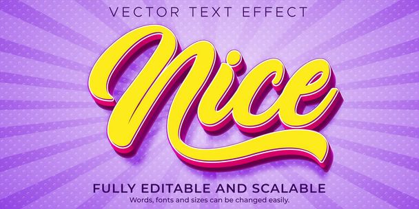 Nice cartoon text effect, editable comic and funny text style - Vector, Image