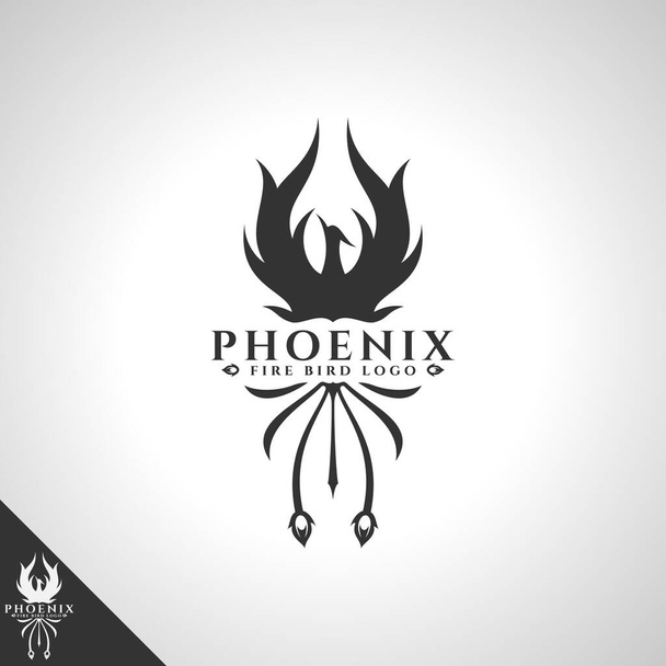 Phoenix Logo with Fire Bird Concept - Vector, Image
