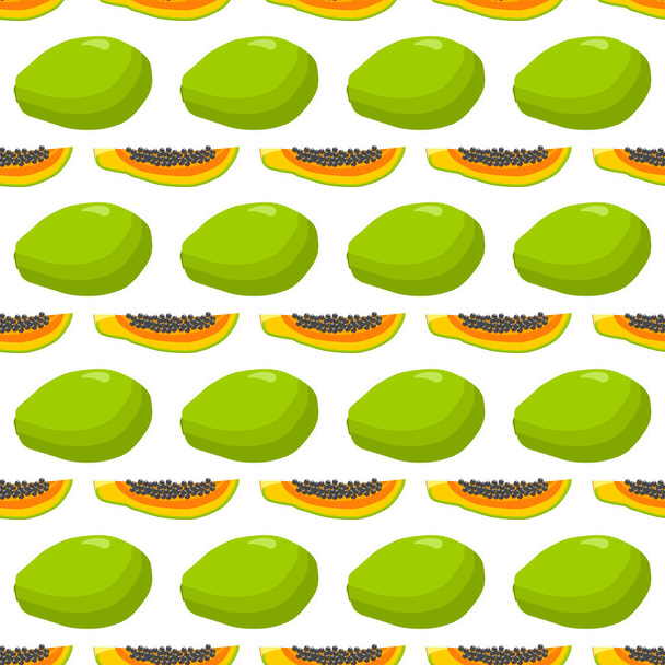 Illustration on theme big colored seamless papaya, bright fruit pattern for seal. Fruit pattern consisting of beautiful seamless repeat papaya. Simple colorful pattern fruit from seamless papaya. - Vector, Image