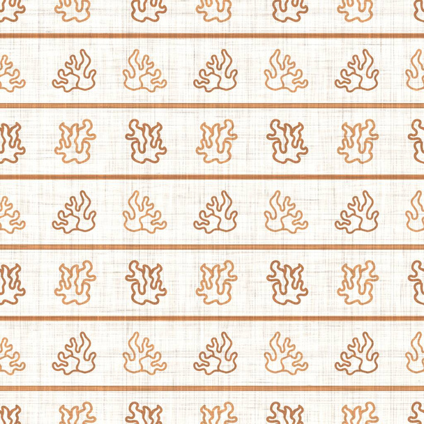 シームレスな背景サンゴキノコの性別中立パターン。左右非対称のミニマルなアース2トーンカラー。子供の保育園壁紙やboho漫画真菌ファッション｜print.  - 写真・画像