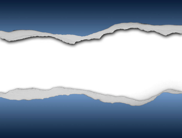 Разорванная голубая бумага на обычном фоне, пространство для копирования - Фото, изображение