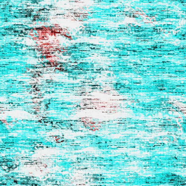 斑状グランジブロック波状ストライプパターンの背景。アクアブルーの素朴な航海を繰り返しスウォッチを着用。水平波縞シームレスタイル材料。悲しみが消えました｜print - 写真・画像