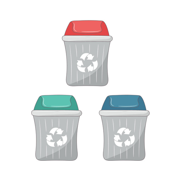 Простий контейнер для сміття, кольорова лінія мистецтва Векторні ілюстрації
  - Вектор, зображення