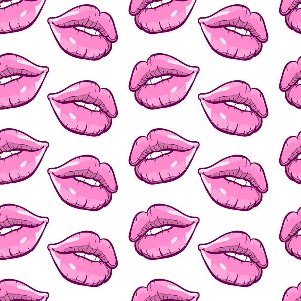 розовые губы бесшовная векторная иллюстрация картины - Вектор,изображение