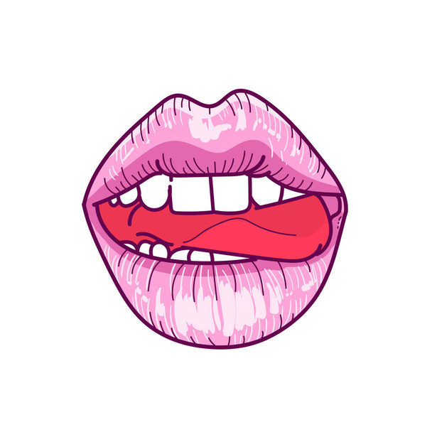 ベクトルピンクの唇舐め唇 - ベクター画像