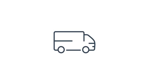 Animace ikony dodávky nákladních automobilů. Izolováno na bílém pozadí. - Záběry, video