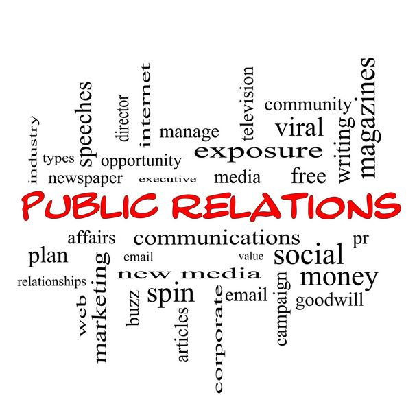 Public Relations Word Cloud Concept en casquettes rouges
 - Photo, image