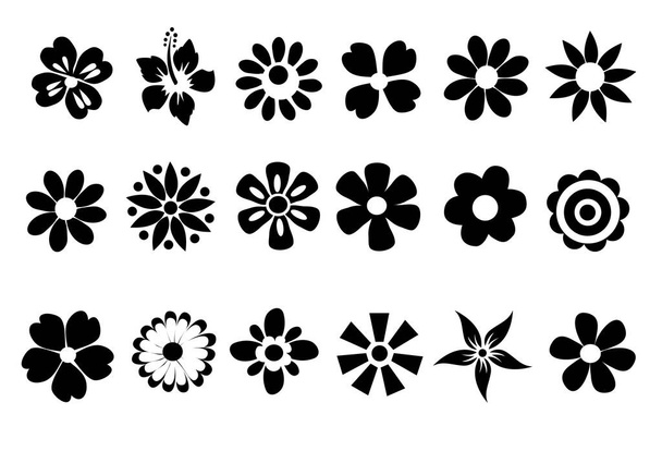 silhouettes of simple vector flowers - Vektori, kuva