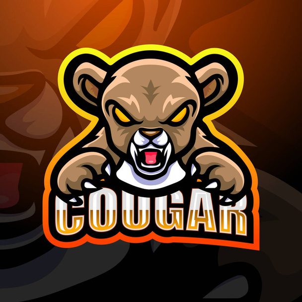 Illustration vectorielle de la mascotte Cougar esport logo design - Vecteur, image