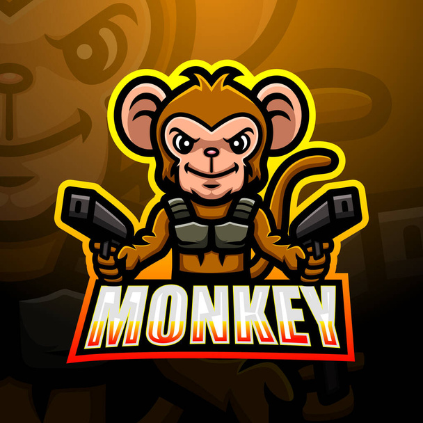 Vector illustration of Monkey mascot esport logo design - Вектор, зображення