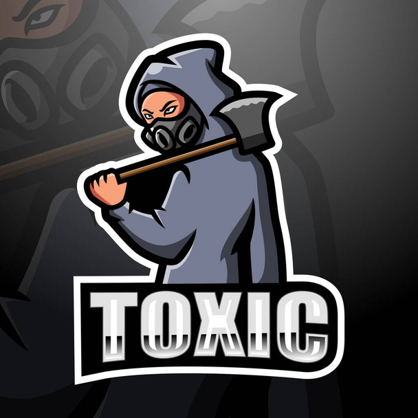 Векторная иллюстрация дизайна логотипа компании Toxic mascot esport - Вектор,изображение