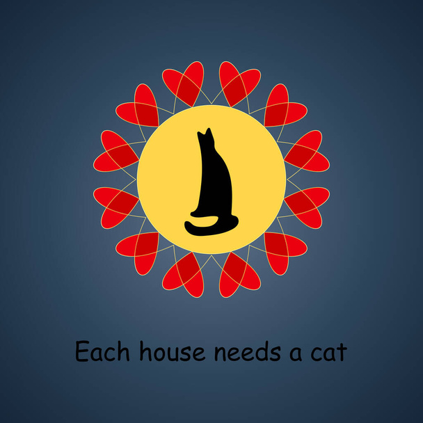 Ogni casa ha bisogno di un gatto. Cornice rotonda con cuori. Illustrazione dello stock vettoriale10. - Vettoriali, immagini