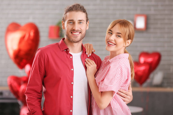 Young couple celebrating Valentine's Day at home - Photo, Image