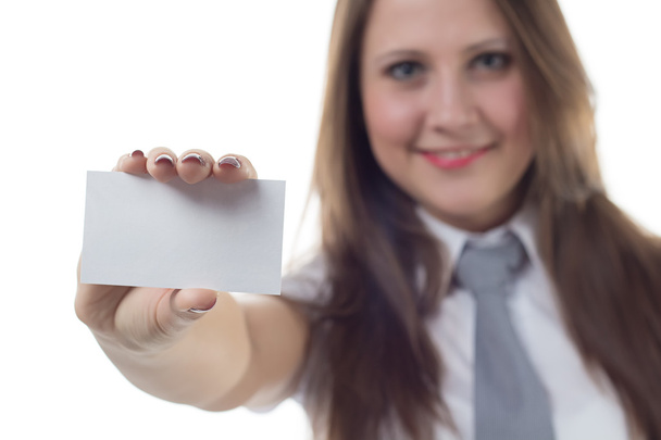 Businesswoman holding enmpty visit card - Photo, Image