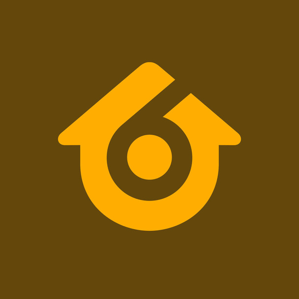 A 6-os számú ház logó ikon design. hat főszimbólum - vektor - Vektor, kép