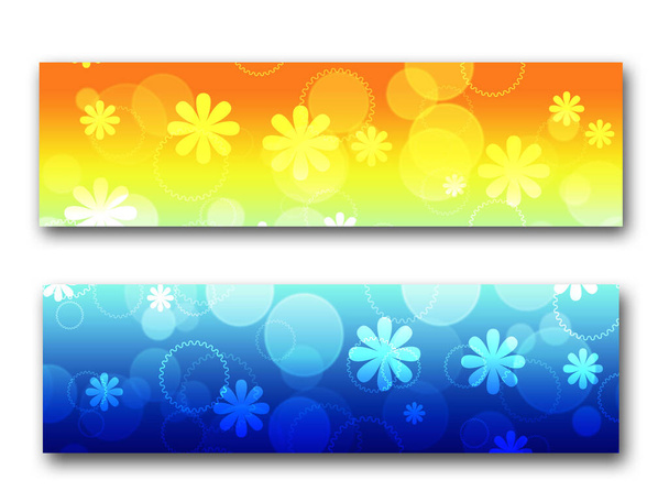 set of colorful banners with flowers,bokeh and circles - Foto, Imagen