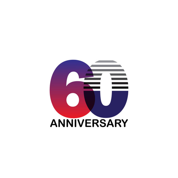 60 Yıl Yıldönümü Logo Şablonu Tasarım İllüstrasyonu - Vektör, Görsel