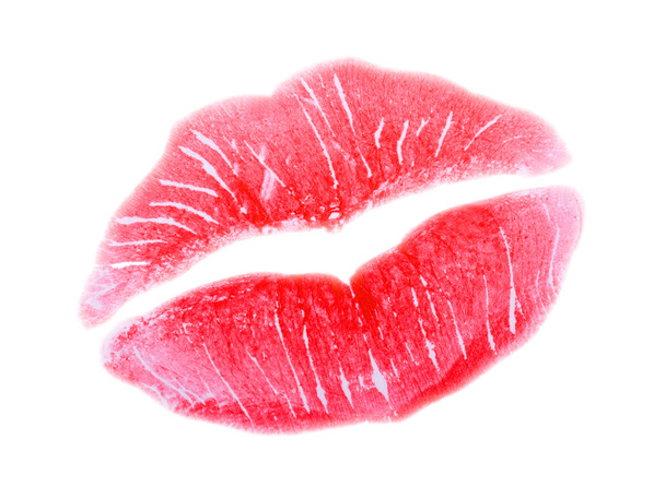 笑顔で女性のキスの唇 - 写真・画像