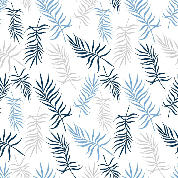 SEAMLESS PATTERN WITH PALM LEAVES ON A WHITE BACKGROUND IN VECTOR - Wektor, obraz
