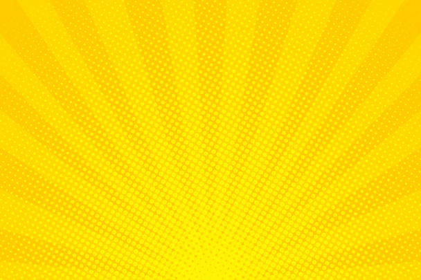 Ποπ Αρτ. Φόντο με τελείες. Κίτρινο κωμικό φόντο. Κινούμενο αστείο ρετρό μοτίβο. Εικονογράφηση διανύσματος - Διάνυσμα, εικόνα